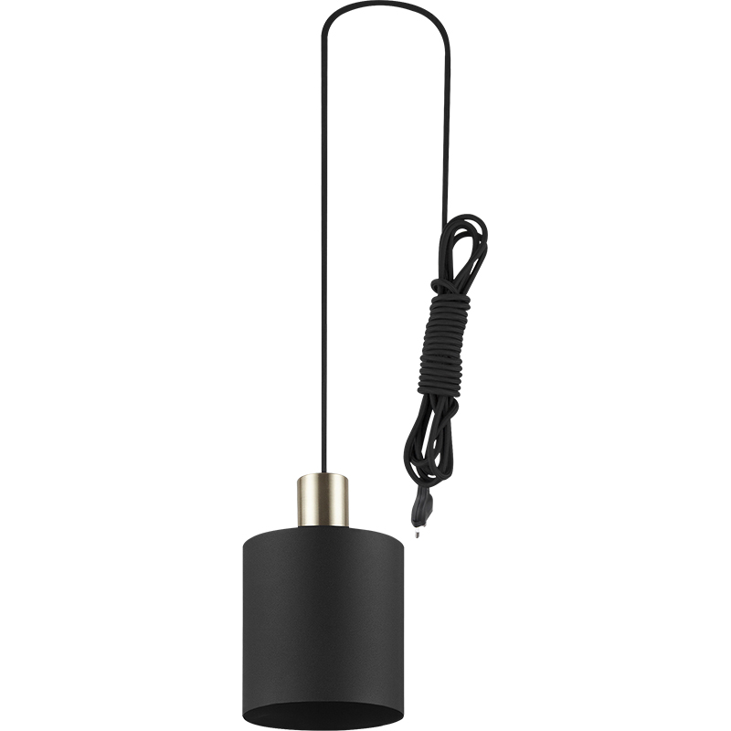 Lampadario moderno semplice decorativo paralume pendente cilindrico regolabile tutto nero sabbia E27