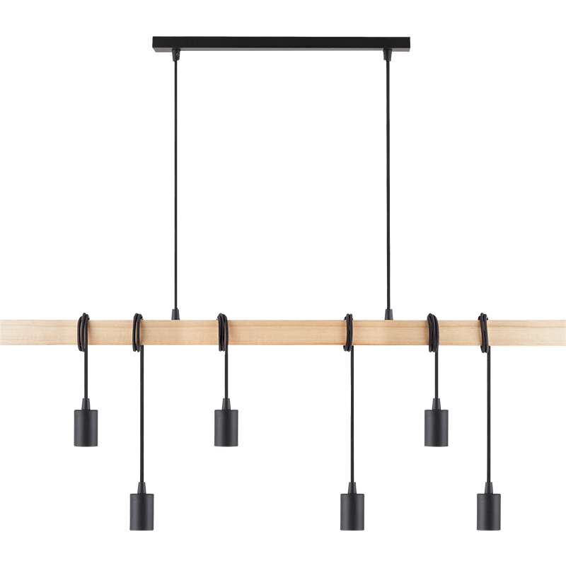 Mordern Elegante Lampadario Industriale Design In Legno Decorativo Regolabile Natura Legno Pendent Light 6lys E27