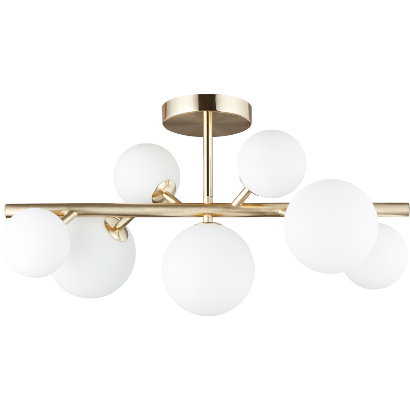 Lampada da soffitto dal design autentico nordico Plafoniera decorativa di lusso 7lys Ottone opaco e vetro opale G9