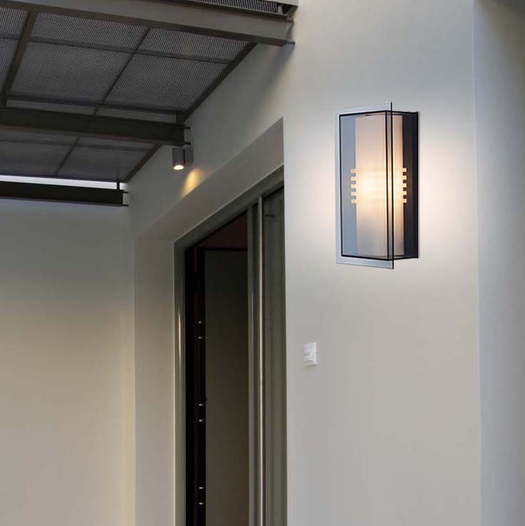 Lampada da esterno moderna in vetro fumè da parete applique luce nera IP54 E27