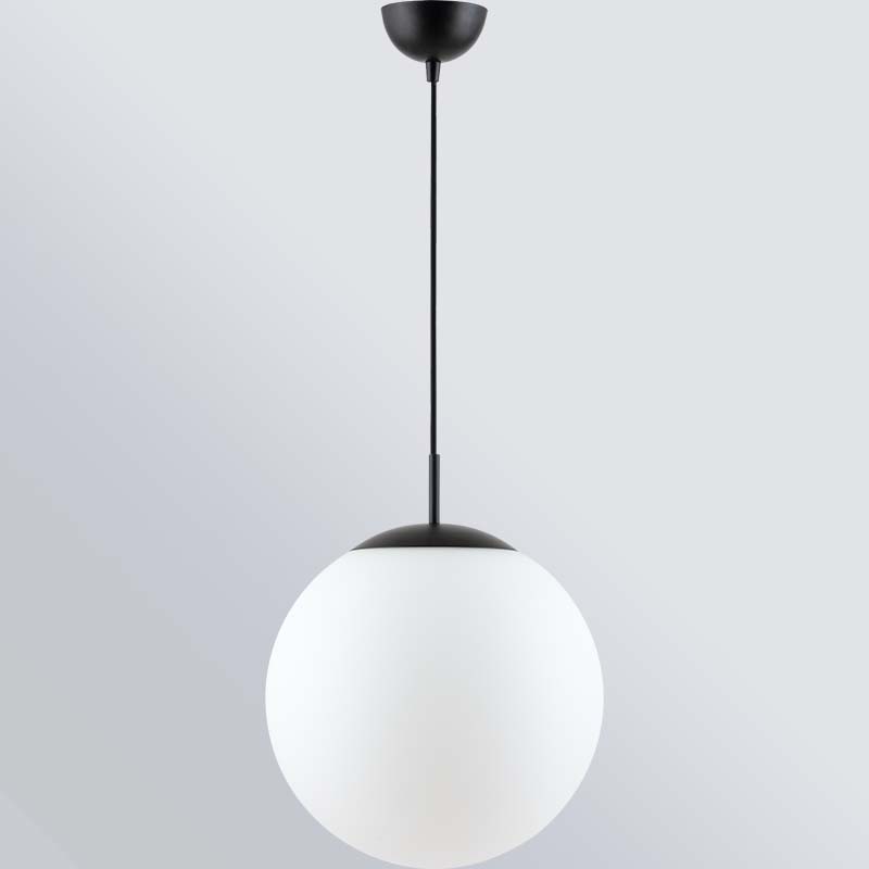 Lampada a sospensione a sfera in erba opale regolabile semplice da appendere Dia35cm nero opaco E27