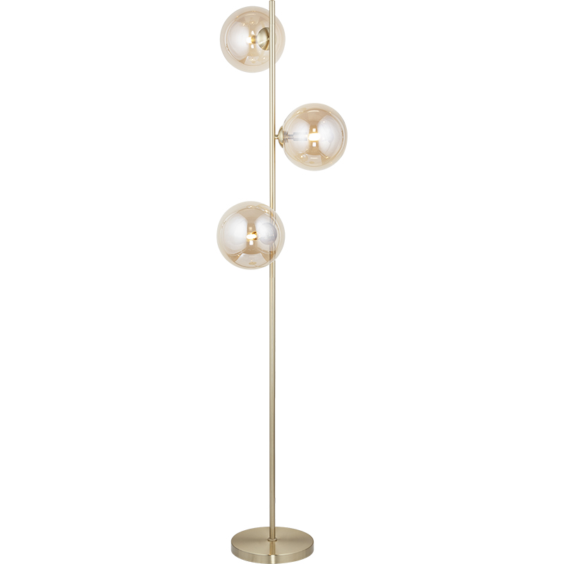 Elegante lampada da terra in vetro globo ambrato dal design autentico nordico 3lys G9 dim