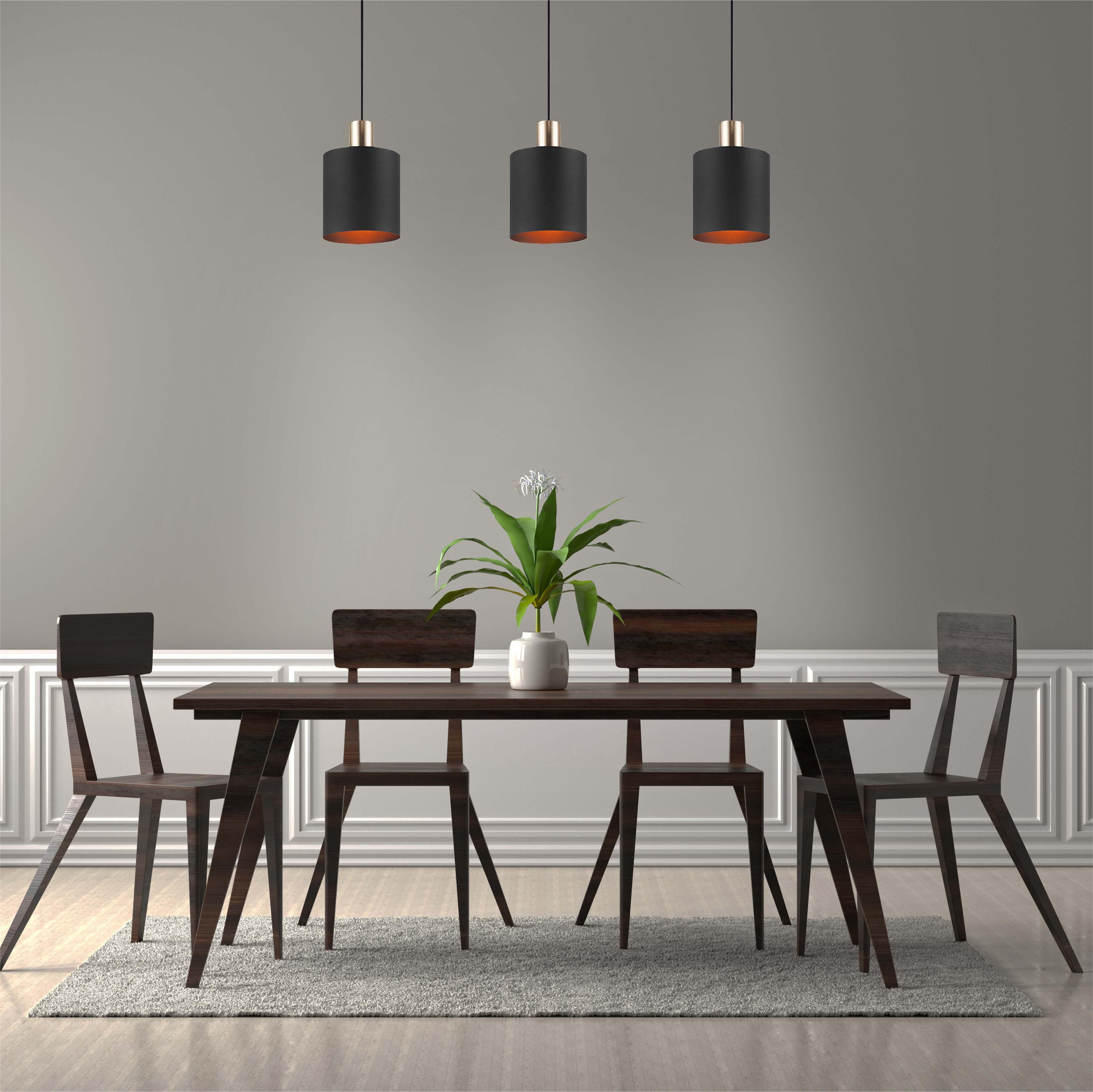 Lampadario moderno semplice decorativo regolabile lunga luce pendente 3lys paralume tutto nero sabbia E27