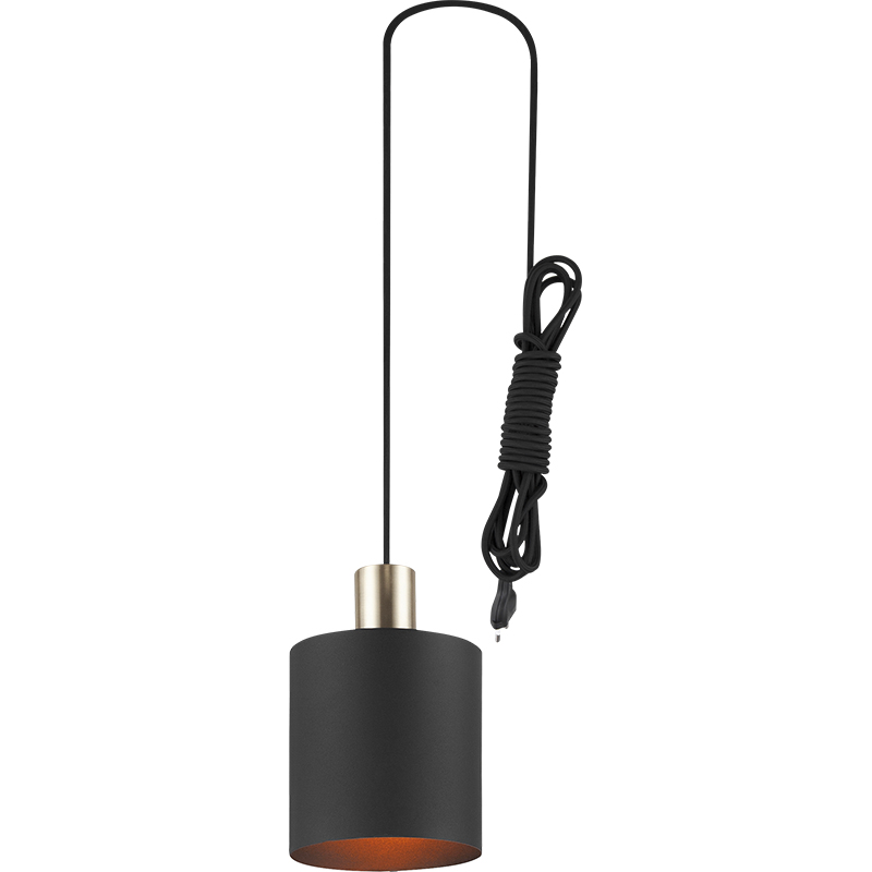 Lampadario moderno semplice decorativo paralume pendente cilindrico regolabile tutto nero sabbia E27