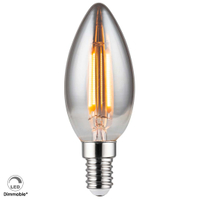 Lampadina a candela LED C35 con attacco E14 da 230 V color fumo con potenza di 4 W e funzione dimmer