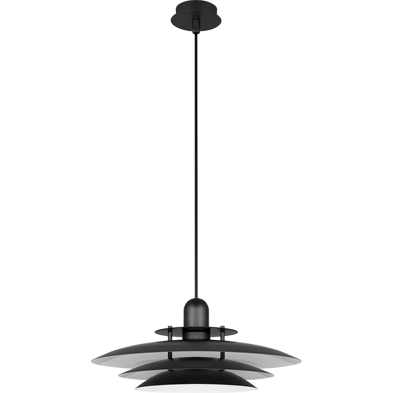 Nordic Round Light Attraente Lampadario Louvre Lampada a sospensione Regolabile in altezza Nero opaco interno bianco E27