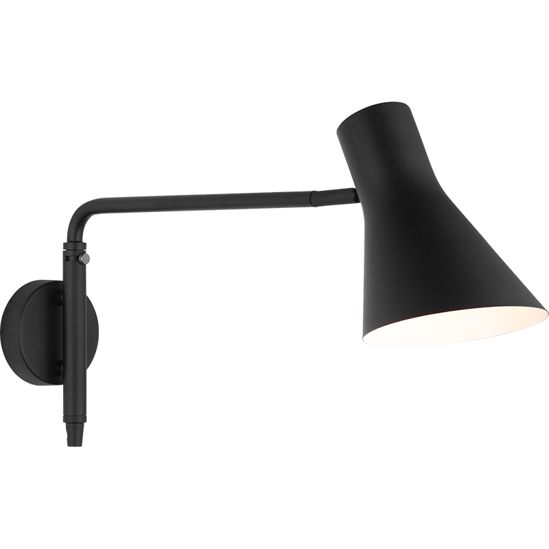 Elegante design nordico autentico nero con lampada da parete a braccio oscillante E27