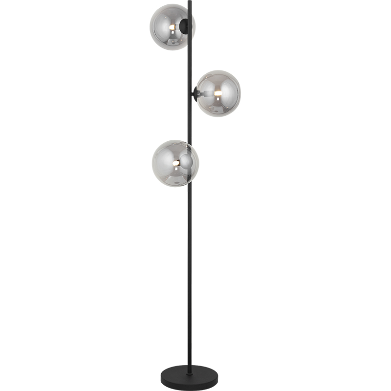 Elegante design autentico nordico Lampada da terra in vetro con globo fumé leggero 3lys G9 dim