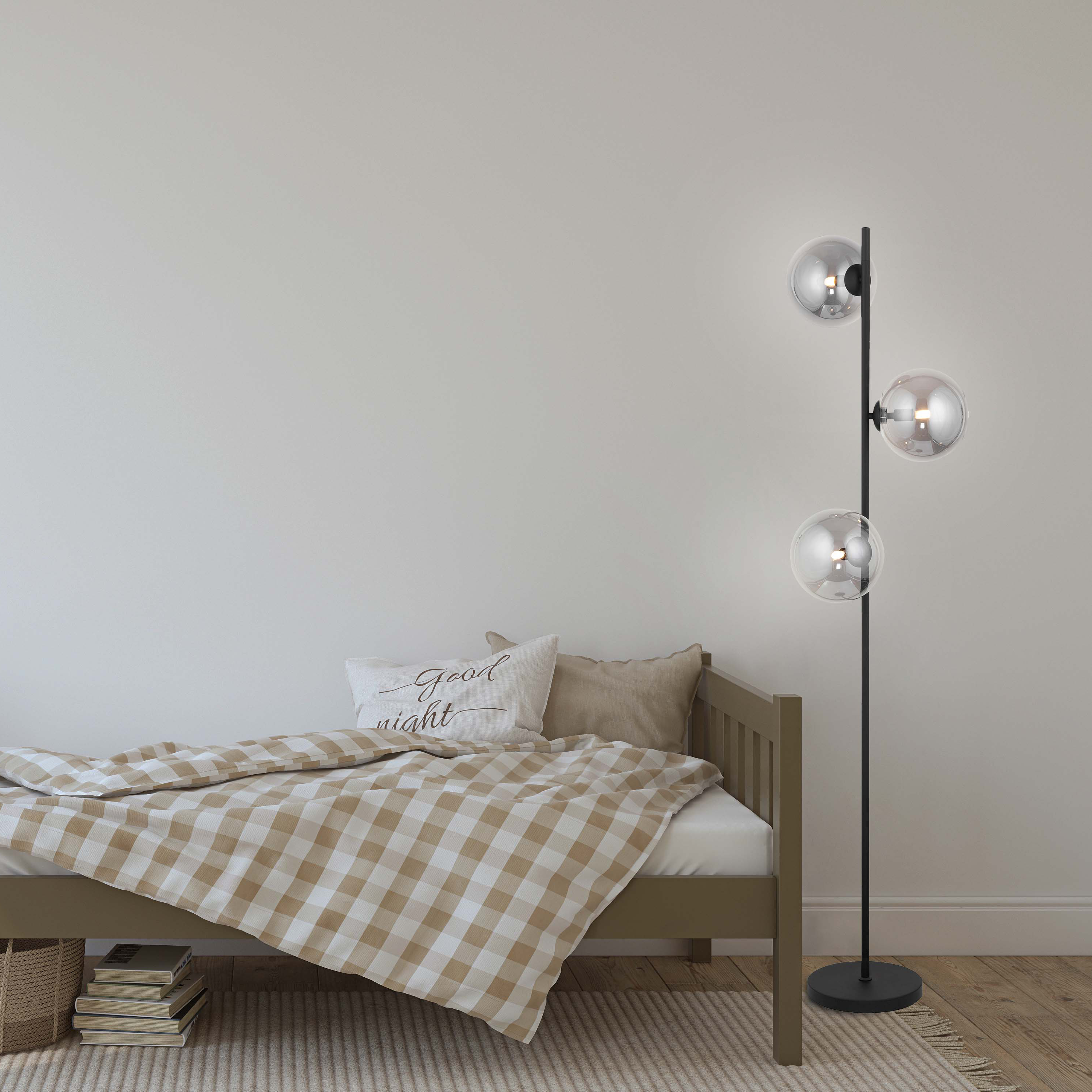 Elegante design autentico nordico Lampada da terra in vetro con globo fumé leggero 3lys G9 dim