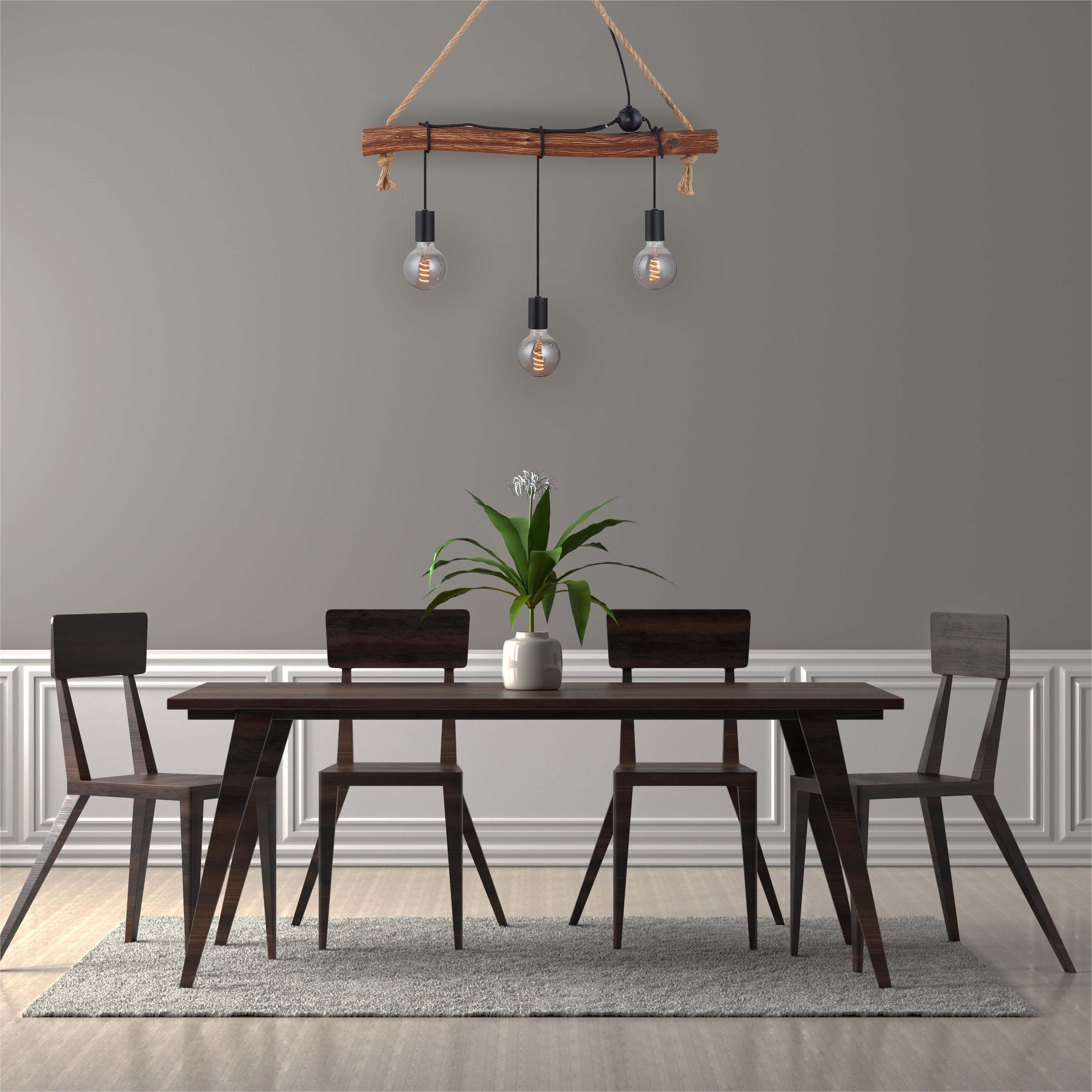 Creativo semplice lampadario retrò decorativo regolabile in legno naturale luce pendente 3lys E27