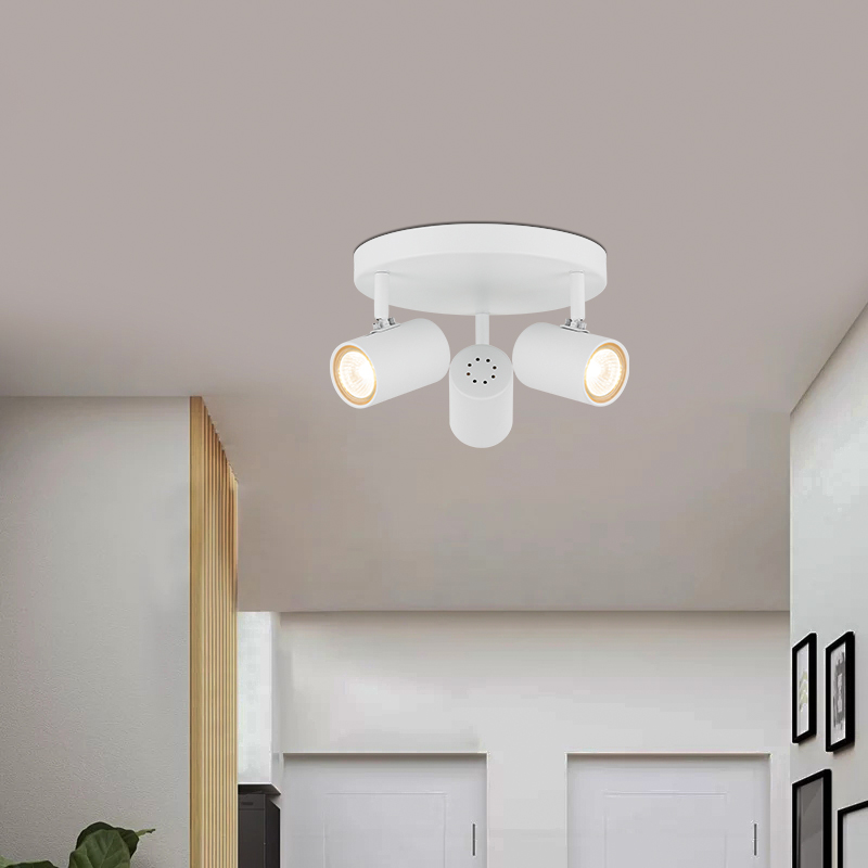 Plafoniera decorativa semplice ed elegante con tre lampade GU10 in bianco sabbia