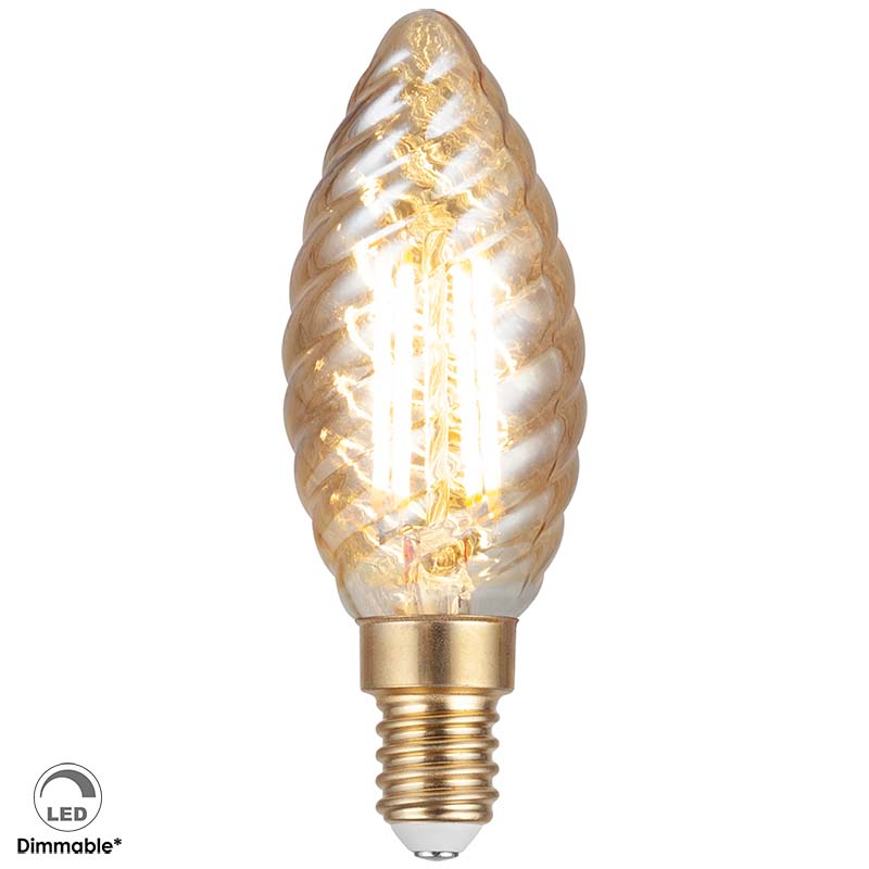 Illuminazione con Lampadina 230V E14 C35 Twist LED 4W Dimmerabile Ambra