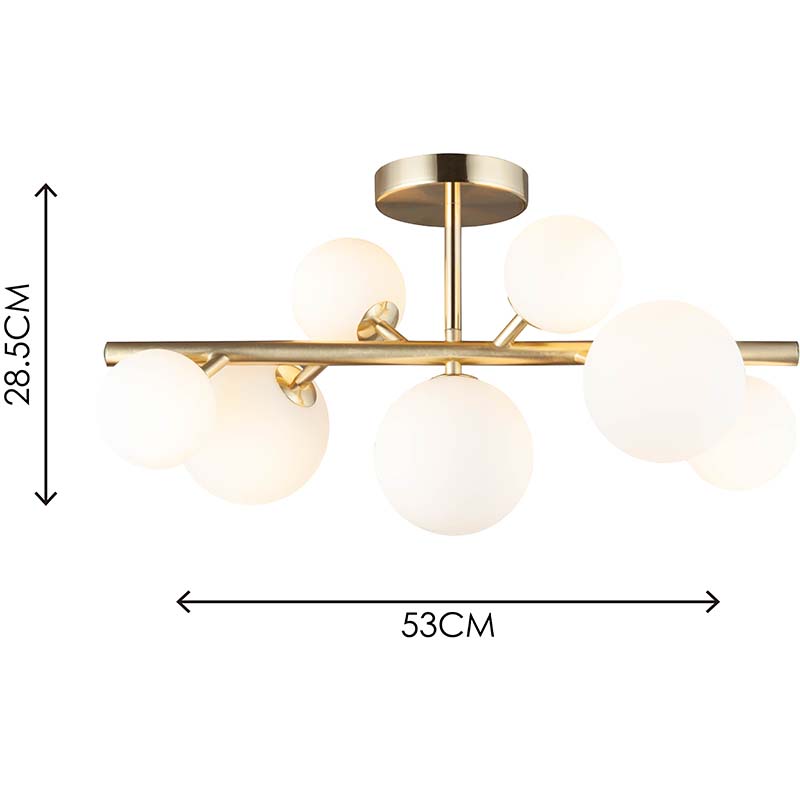 Lampada da soffitto dal design autentico nordico Plafoniera decorativa di lusso 7lys Ottone opaco e vetro opale G9