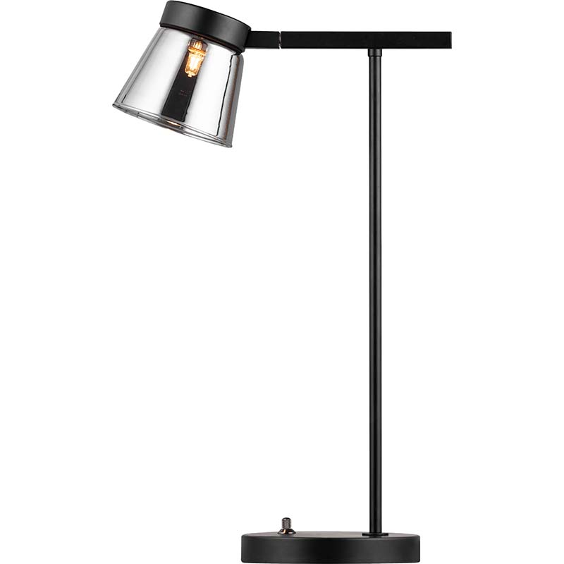 Moderna Lampada da Lettura da Scrivania con Lampadina LED G9 e Paralume in Vetro Fumé Nero Opaco