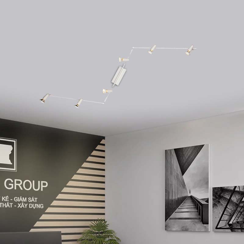 Faretto da soffitto orientabile moderno a 3 barre dritte bianco industriale GU10