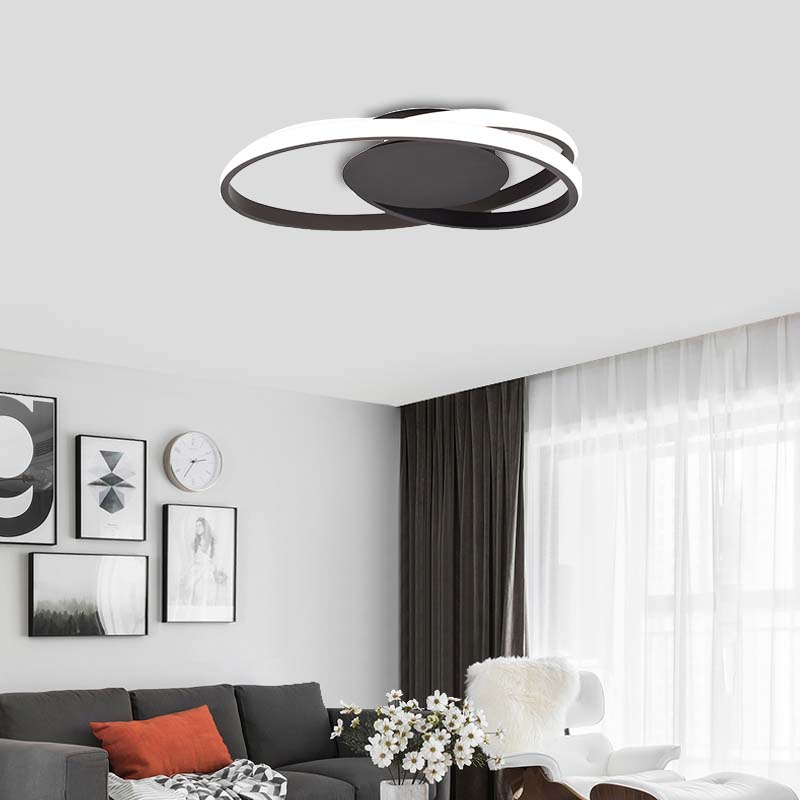 Design accattivante della plafoniera rotonda a strisce LED 40 cm sabbia nera dim