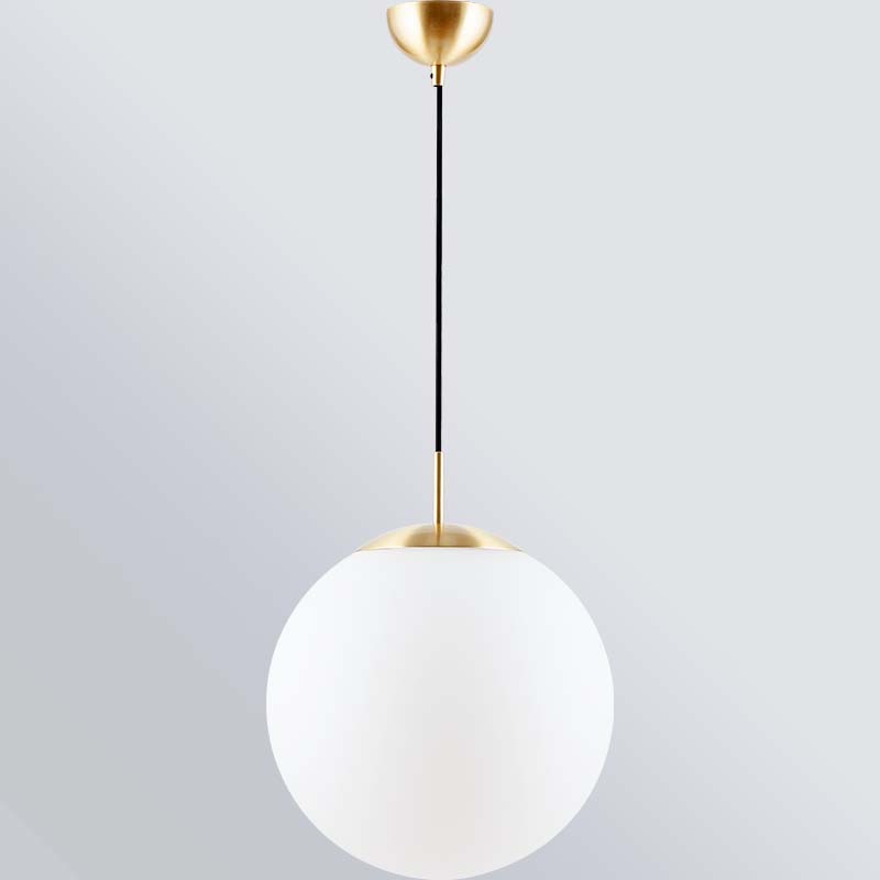 Lampada a sospensione a sfera in erba opale regolabile semplice da appendere Dia35cm Ottone opaco E27