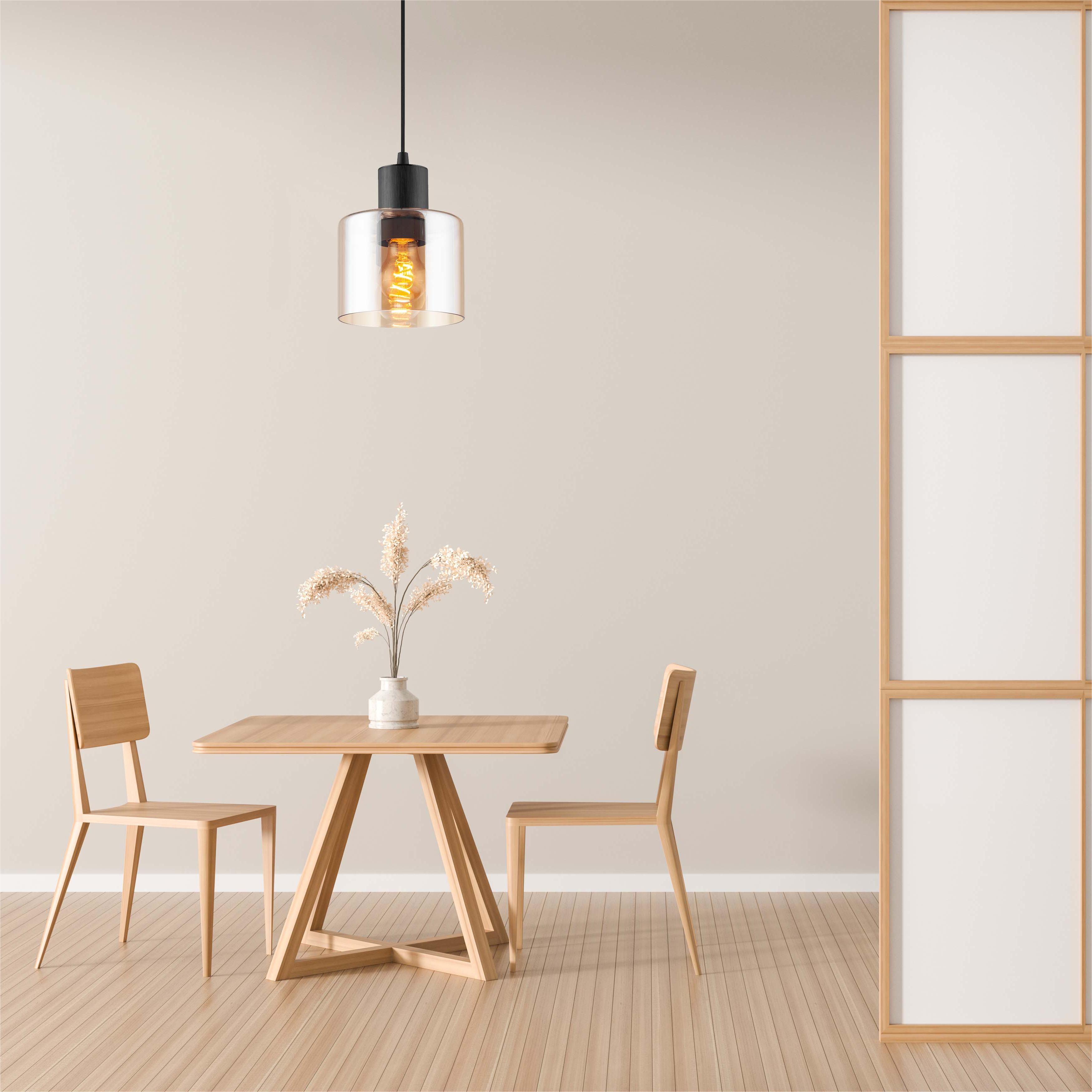 Modren Lampadario semplice e attraente Lampadario decorativo in vetro ambrato Lampada a sospensione regolabile E27 Dim