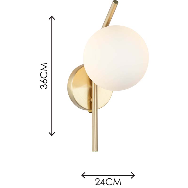 Elegante lampada da parete in vetro opale leggero dal design autentico nordico, luce decorativa a sfera G9