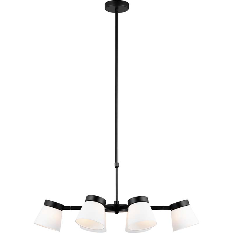 Lampada a sospensione Nordic Metal 6 Haeds regolabile a 360° con paralume in vetro opale G9