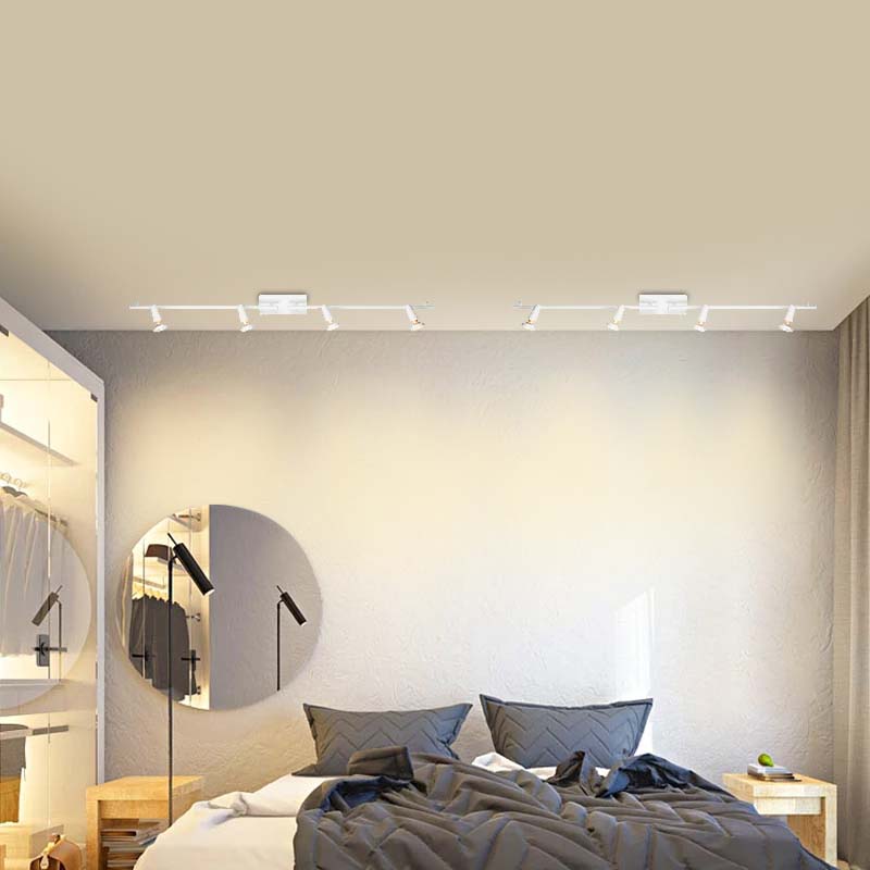 Faretto da soffitto moderno orientabile a 4 luci tutto bianco opaco GU10