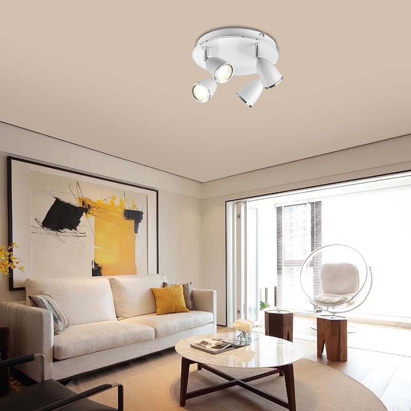 Faretto da Soffitto Orientabile Rotondo dal Design Semplice Bianco 4lys LED