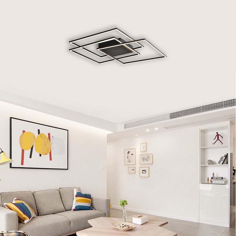 Moderna lampada da soffitto quadrata con decorazioni a strisce luminose a LED senza abbagliamento Dia.75cm DIM