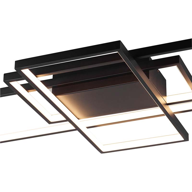 Lampada da soffitto moderna semplice LED a strisce 3 rettangolari sabbia nera L100cm DIM