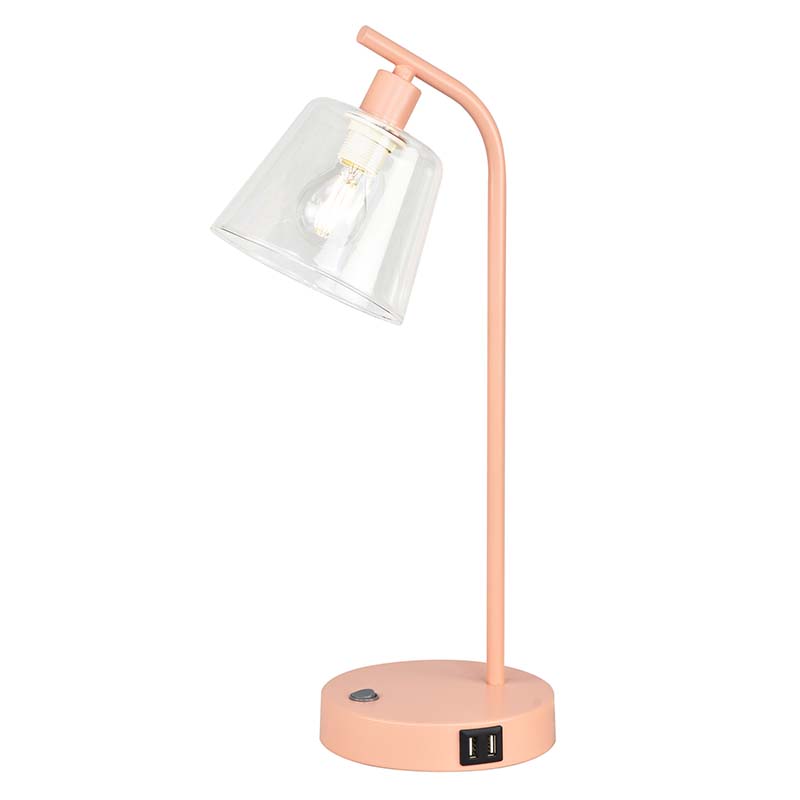 Nordic 2022 Lampada da tavolo in metallo vetro lampada da comodino industriale con 2 porte USB E14 dim