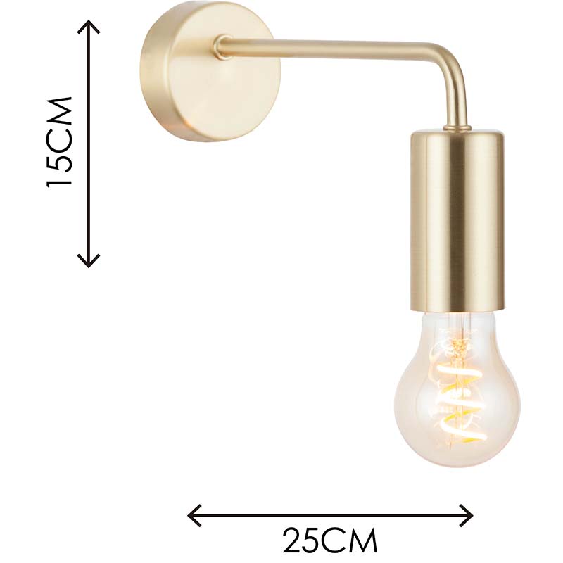 Lampada da parete semplice ed elegante in moderna finitura in ottone opaco con attacco E27