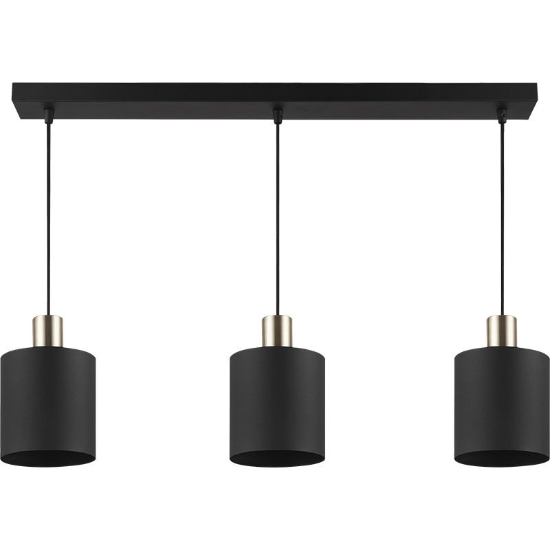 Lampadario moderno semplice decorativo regolabile lunga luce pendente 3lys paralume tutto nero sabbia E27