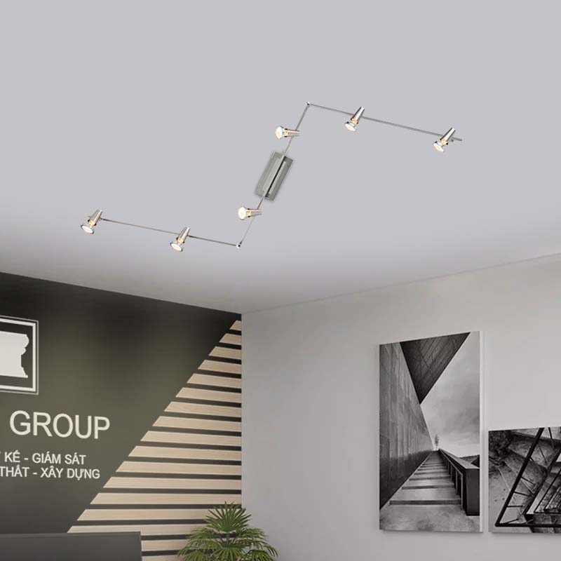 Faretto da soffitto orientabile moderno a 3 barre dritte luce industriale satinata GU10