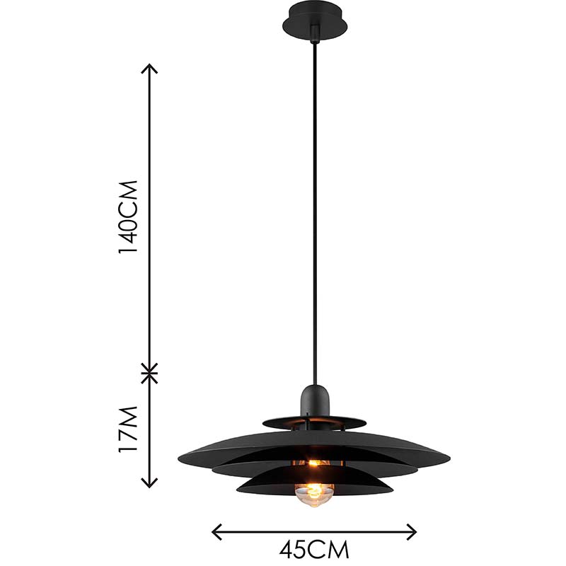 Nordic Round Light Attraente Lampadario Louvre Lampada a sospensione Regolabile in altezza Nero opaco E27