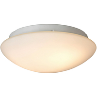 Attraente lampada da soffitto per bagno in vetro opalino con decoro rotondo IP44 E27