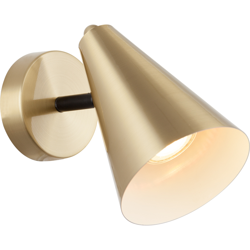 Lampada da parete minimalista in oro con paralume a cono regolabile e attacco GU10