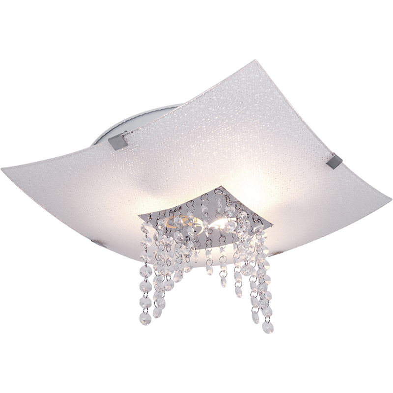 Design classico con lampada da soffitto in vetro quadrato evidenziato con cristallo E27