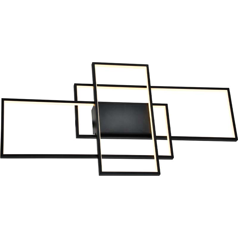 Lampada da soffitto moderna semplice LED a strisce 3 rettangolari sabbia nera L100cm DIM