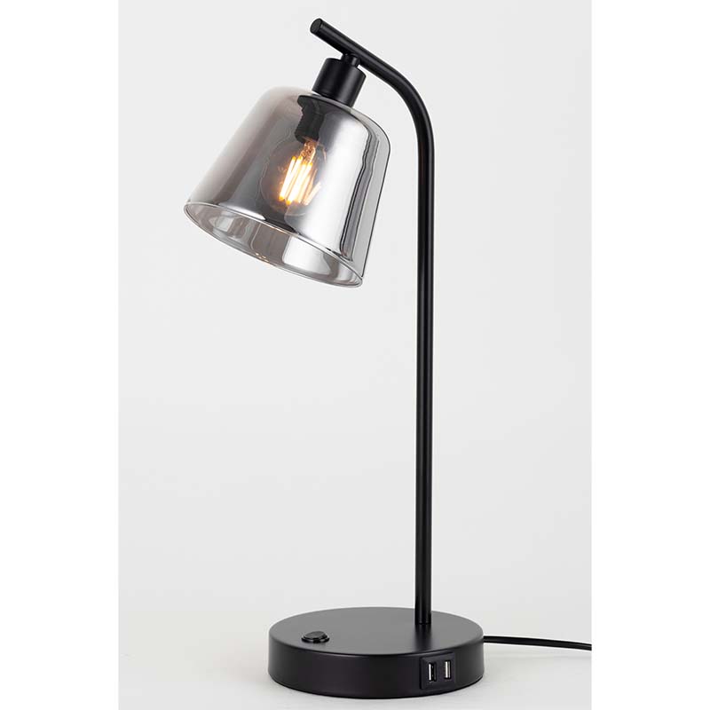 Nordic 2022 Lampada da tavolo in metallo vetro lampada da comodino industriale con 2 porte USB E14 dim