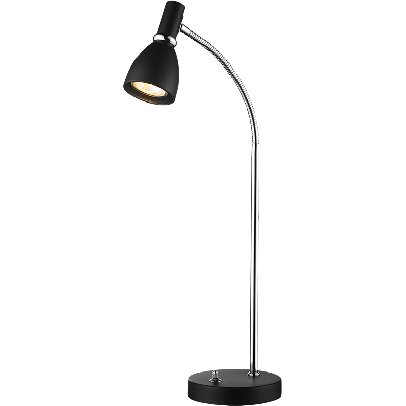 Lampada da scrivania EMIL: lampada da tavolo nera opaca elegante ed elegante con lampadina GU10 dimmerabile e braccio flessibile