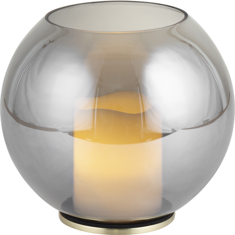 Elegante portacandele/vaso in vetro con sfera decorativa fumè D20*H17CM