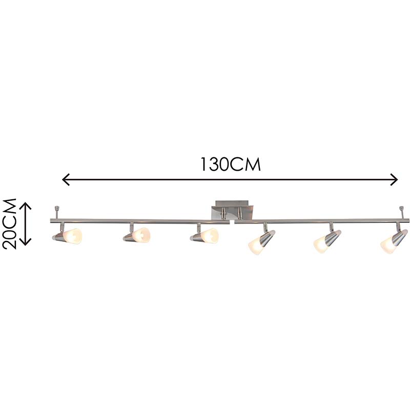 Plafoniera Moderna Semplice Soffitto Decorativo Faretto 6lys Satinato con Vetro Smerigliato G9