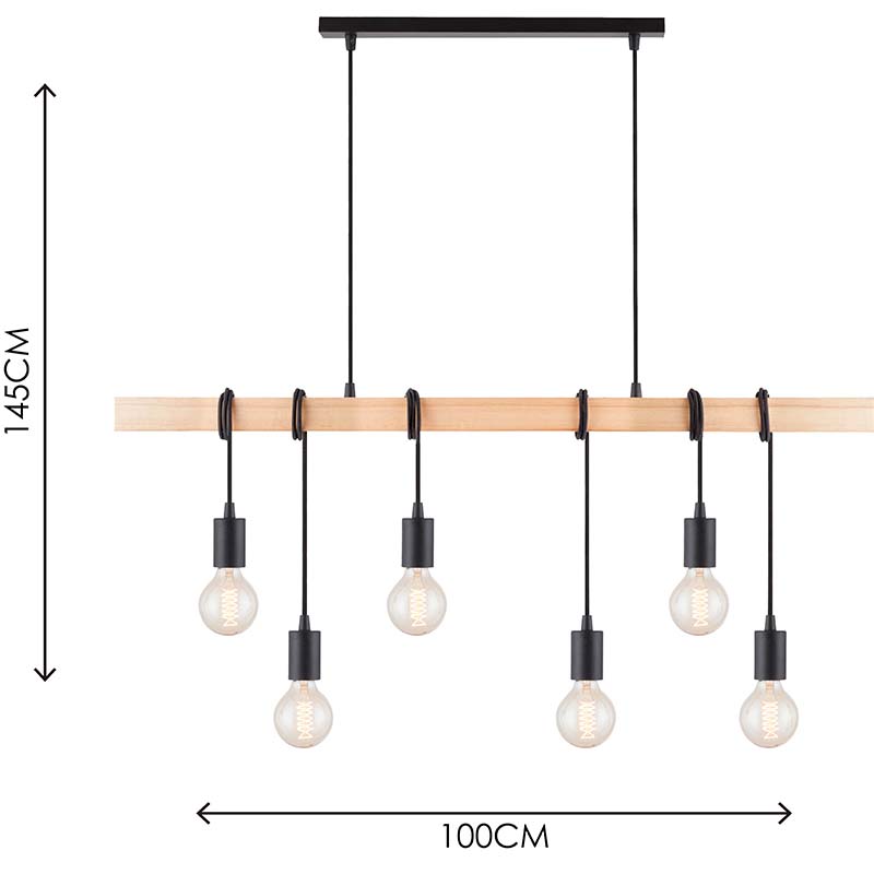 Mordern Elegante Lampadario Industriale Design In Legno Decorativo Regolabile Natura Legno Pendent Light 6lys E27