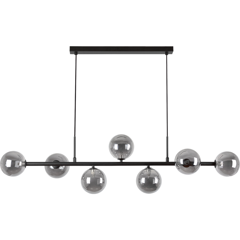 Nordic Authenic Design Lampada a sospensione Decorativa Lampada a sospensione regolabile 7lys Nero opaco e vetro fumé G9