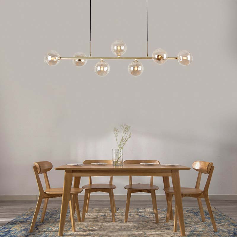 Nordic Authenic Design Lampada a sospensione Decorativa Lampada a sospensione regolabile 7lys Ottone opaco e vetro ambrato G9