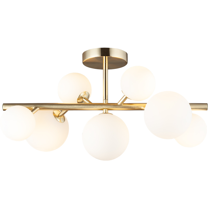 Lampada da soffitto dal design autentico nordico Plafoniera decorativa di lusso 7lys Ottone opaco e vetro opale G9