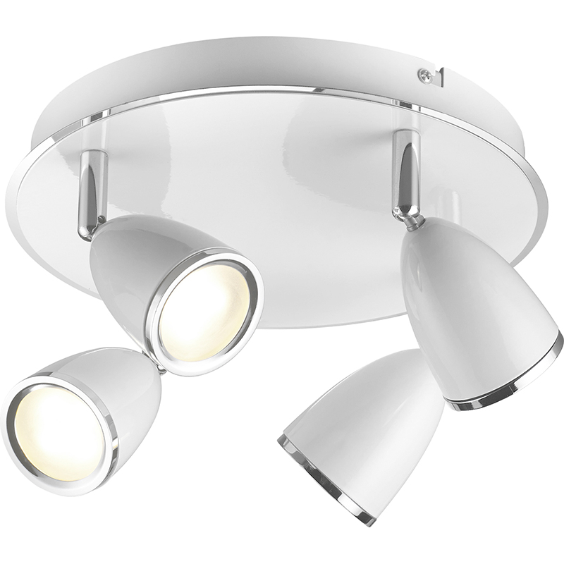 Faretto da Soffitto Orientabile Rotondo dal Design Semplice Bianco 4lys LED