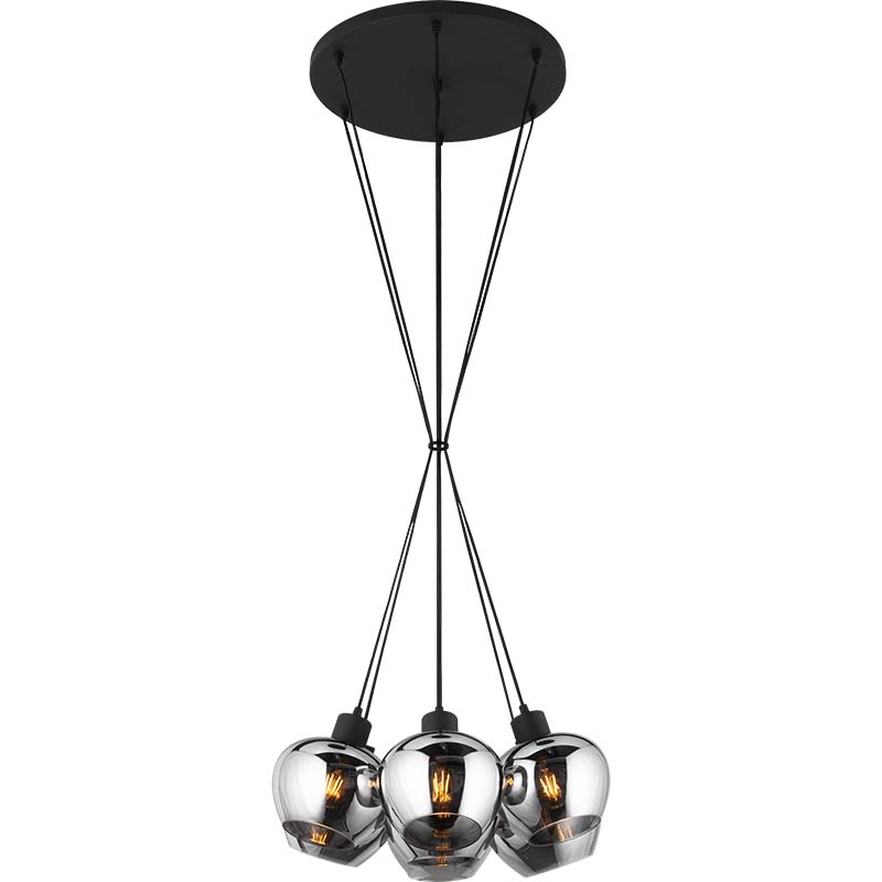 Eleganza moderna della lampada a sospensione in vetro completamente fumè regolabile Kelly