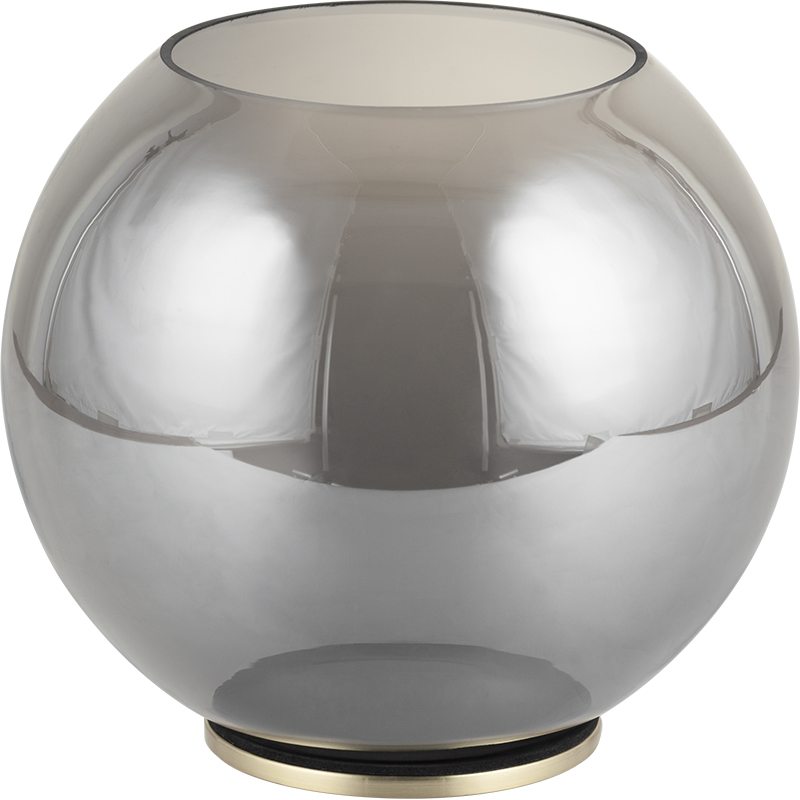 Elegante portacandele/vaso in vetro con sfera decorativa fumè D20*H17CM