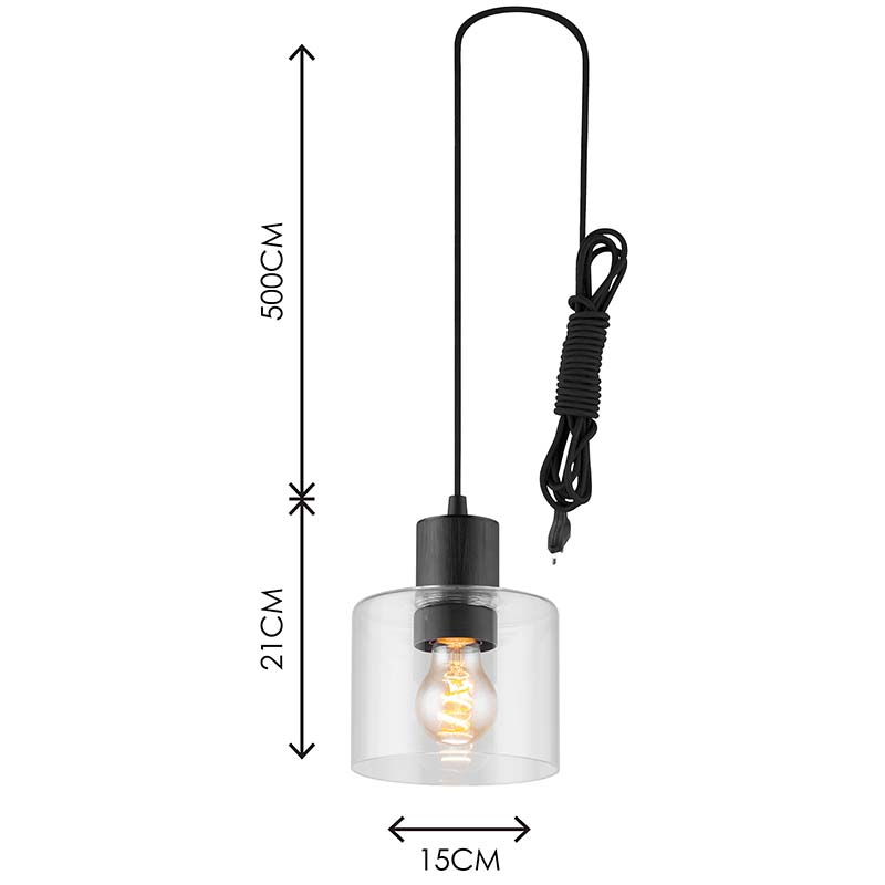 Modren Semplice Luce Attraente Lampadario Decorativo in Vetro Trasparente Lampada a Sospensione Regolabile E27 Dim