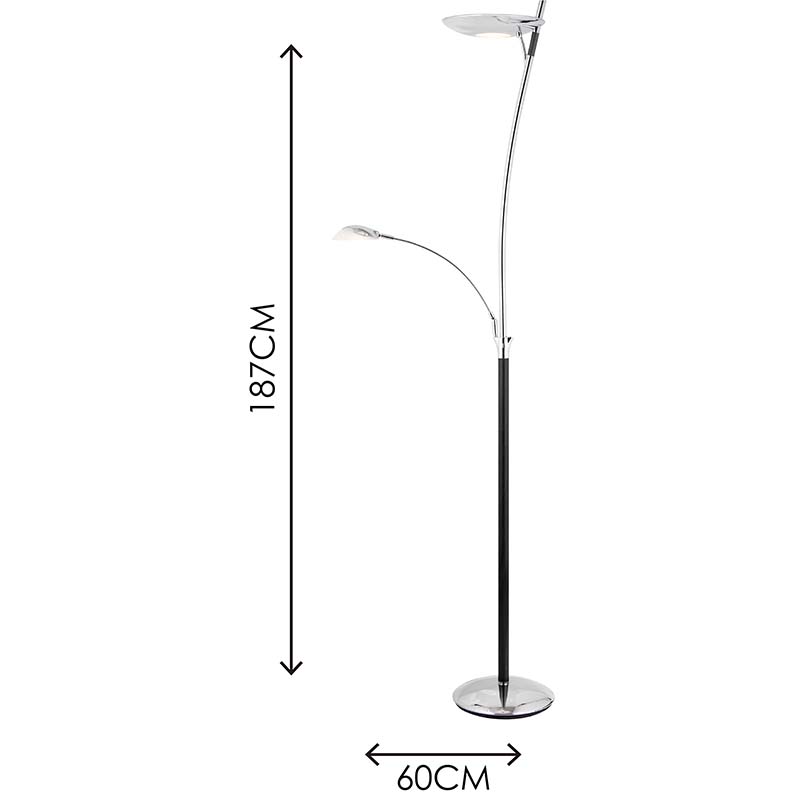 Design elegante con doppio dimmer continuo su palo Lampada da terra creativa Lampada da terra cromata dim